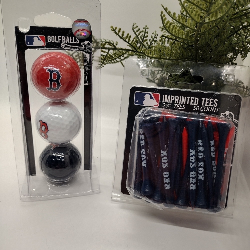 Boston Red Sox MLB Golf 3 Balls Red/White/Blue Team & Pack Golf Tees Both pack
